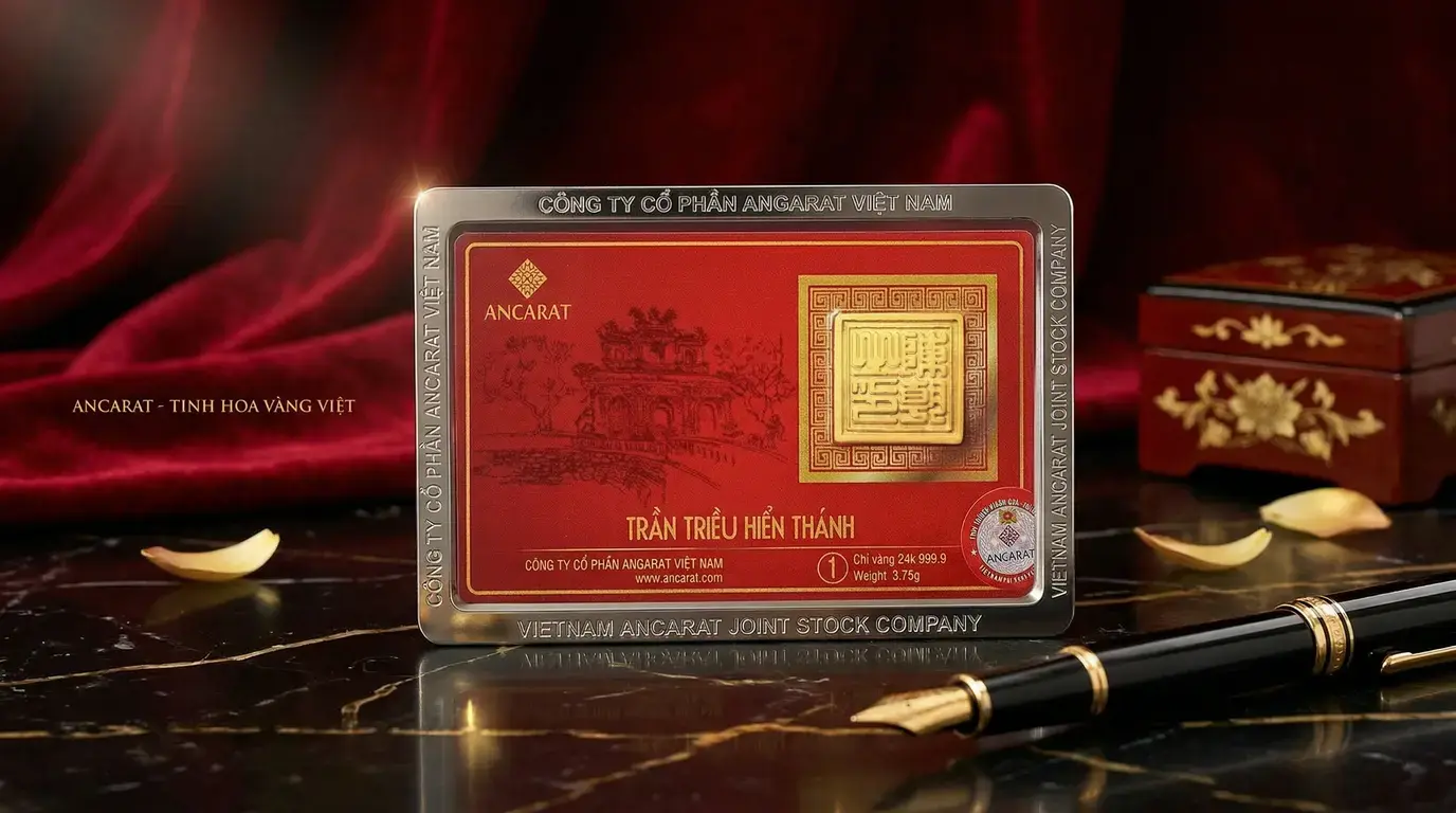 Giải pháp rước lộc tận nhà: Vàng ấn Trần Triều 1 chỉ ép vỉ chuẩn xác 3.75g, giúp khách hàng ở xa dễ dàng mua sắm và tích sản an toàn. Giải pháp rước lộc tận nhà: Vàng ấn Trần Triều 1 chỉ ép vỉ chuẩn xác 3.75g, giúp khách hàng ở xa dễ dàng mua sắm và tích sản an toàn.