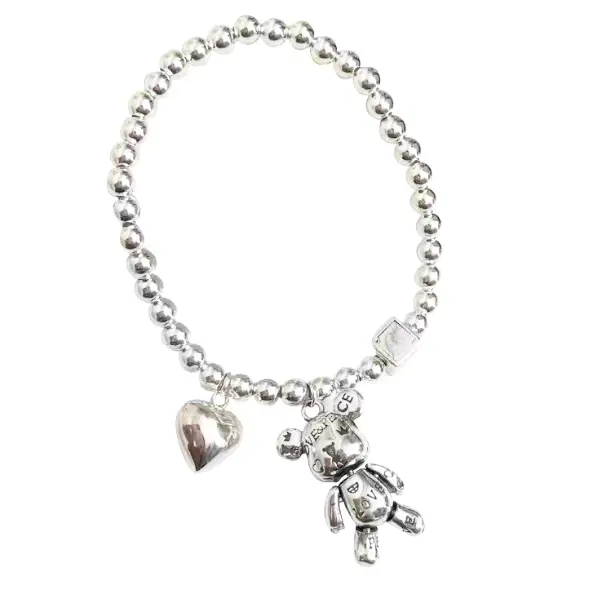 Vòng tay bạc gấu Bearbrick Bling