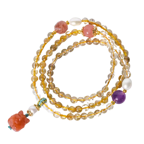 Vòng tay đá thạch anh tóc vàng mix hồ ly tình yêu