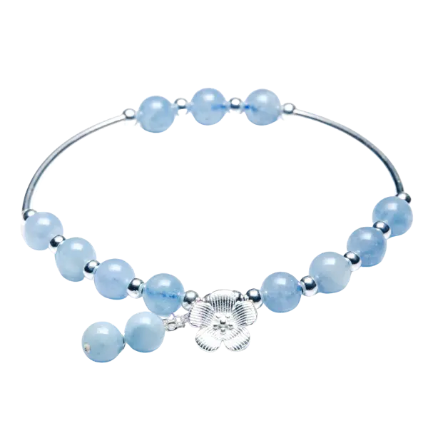 Vòng tay đá Aquamarine Hoa Mai