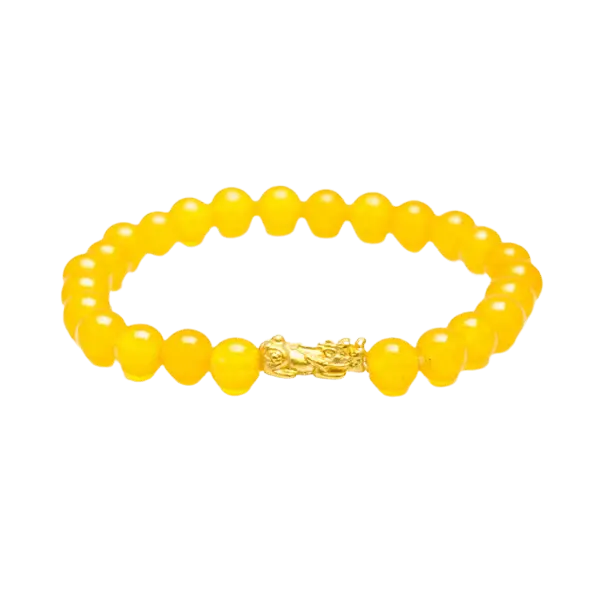 Vòng đá thạch anh vàng phối charm tỳ hưu mệnh Thổ- May mắn – Tài lộc