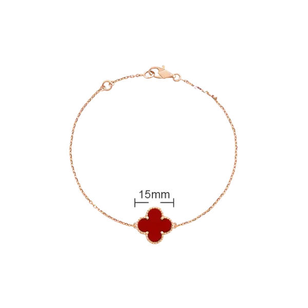 Lắc tay Vàng 18K 610 Golden Leaf 15mm – Đỏ