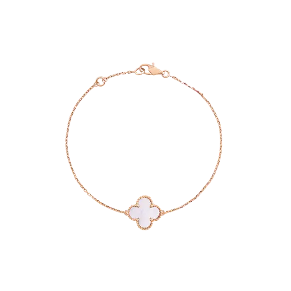 Lắc tay Vàng 18K 610 Golden Leaf 15mm – Trắng