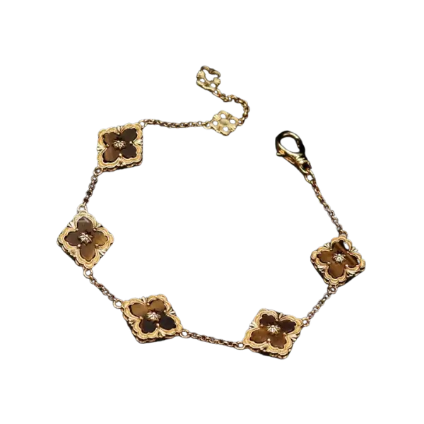 Lắc tay Vàng 18K Golden Clover Leaf 5 hoa – Màu vàng nâu