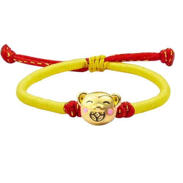 Vòng tay hột charm vàng tuổi Thân ngậm tiền dây handmade – May mắn – Tài lộc