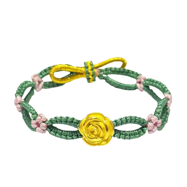 Vòng Tay phối Charm Vàng 24K Hoa hồng nở