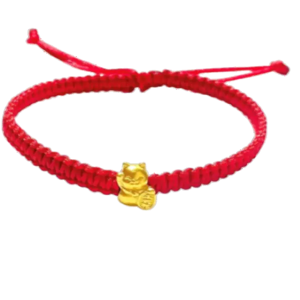 Vòng Tay Charm Vàng 24K mèo chiêu tài cầm bảng MS01 Size XS