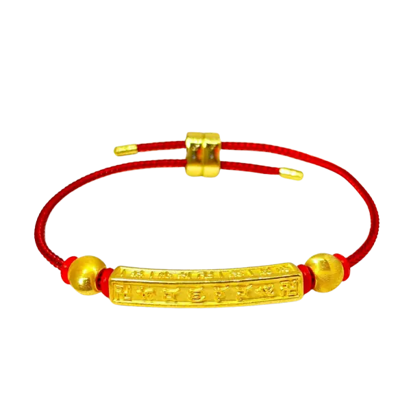 Vòng dây Thép phối Lắc Charm Vàng 24K Lục tự đại minh chú mix Bi vàng