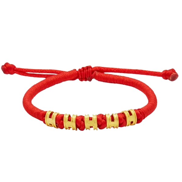 Vòng tay phối 5 charm vàng 24k Hermes – May mắn – Tài lộc