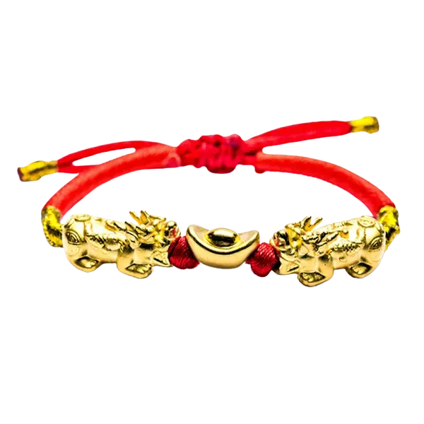 Vòng Tay Charm Vàng 24k Tỳ Hưu Và Nén Vàng