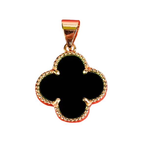 Mặt dây Vàng 18K Golden Leaf Đen 12mm
