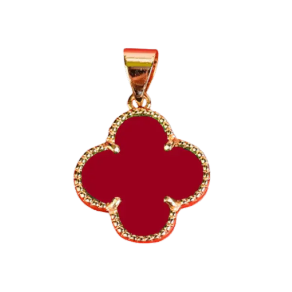 Mặt dây Vàng 18K Golden Leaf Đỏ 12mm
