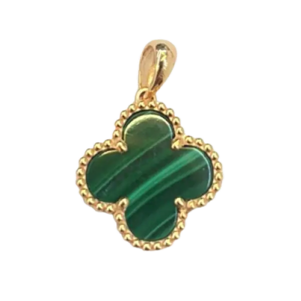 Mặt dây Vàng 18K Golden Leaf xanh 12mm