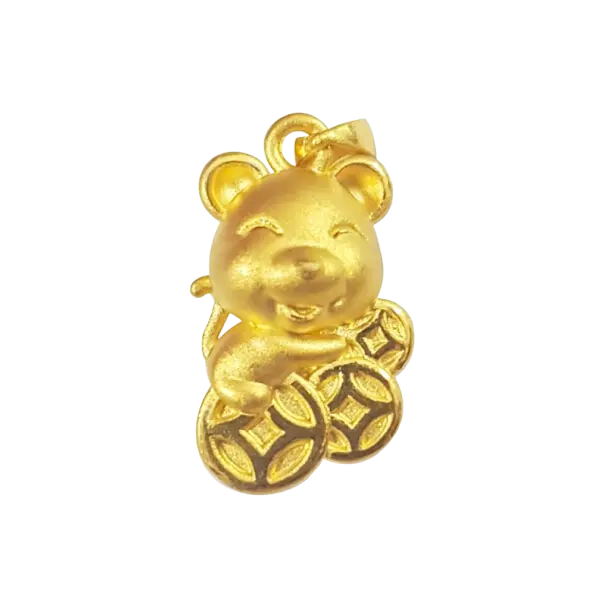 Mặt dây Vàng 24k Con Giáp Kim tí đồng tiền