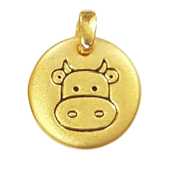 Mặt dây Vàng 24K Kim Sửu tròn Phong Thủy