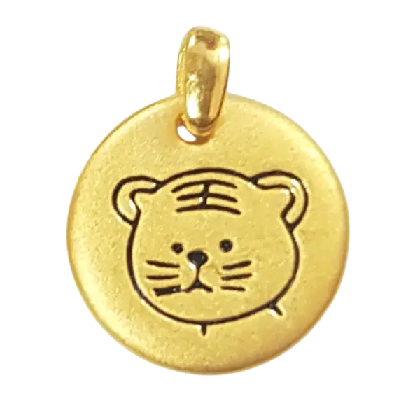 Mặt dây Vàng 24K Kim Dần tròn Phong Thủy
