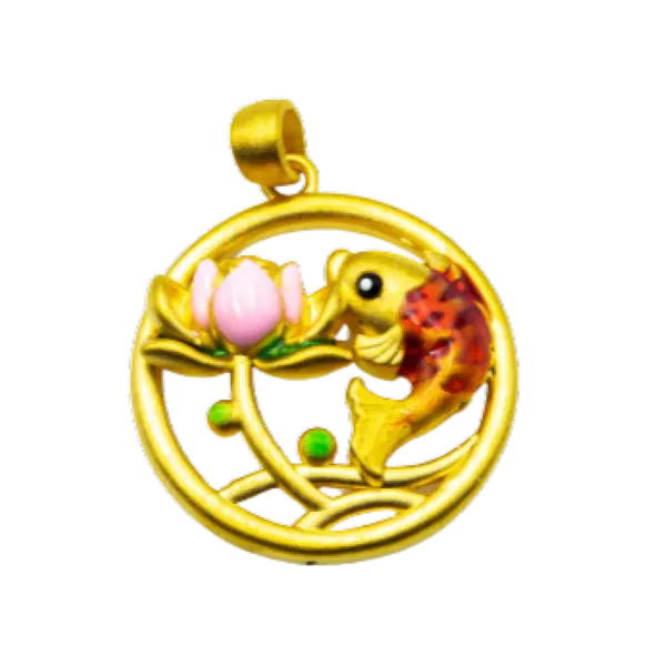 Mặt Dây Vàng 24K Cá Chép Liên Hoa MS24
