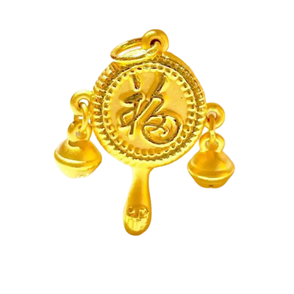 Mặt dây Vàng 24K Trống Om mani padme hum MS28