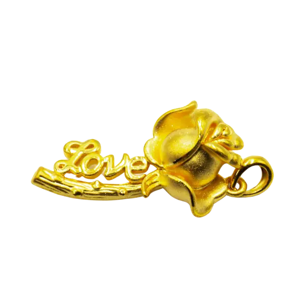 Mặt Dây Vàng 24K Hoa Hồng Chữ LOVE ES24