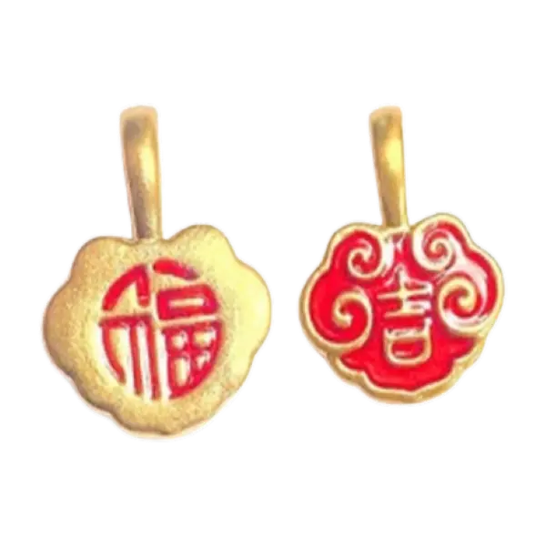 Mặt Dây Vàng 24K Khánh Vàng Chữ Phúc Sơn Màu
