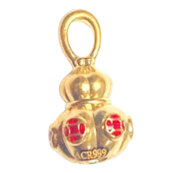 Mặt dây vàng 24k Hồ lô kim tiền có màu – Bình an – Tài lộc