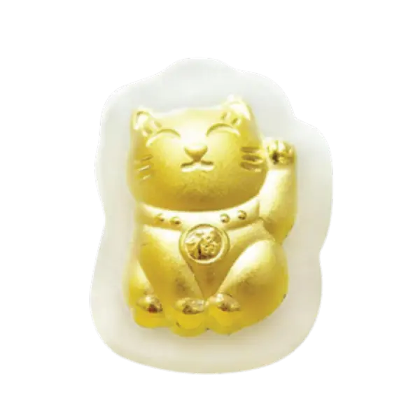Mặt Ngọc Phỉ Thúy Dát Vàng 24k Mèo Chiêu Tài