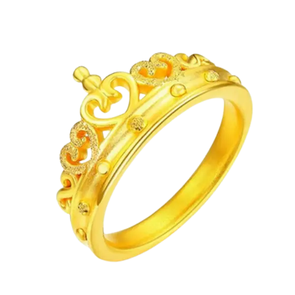 Nhẫn Phong thủy vàng 24k Vương Miện Trái Tim