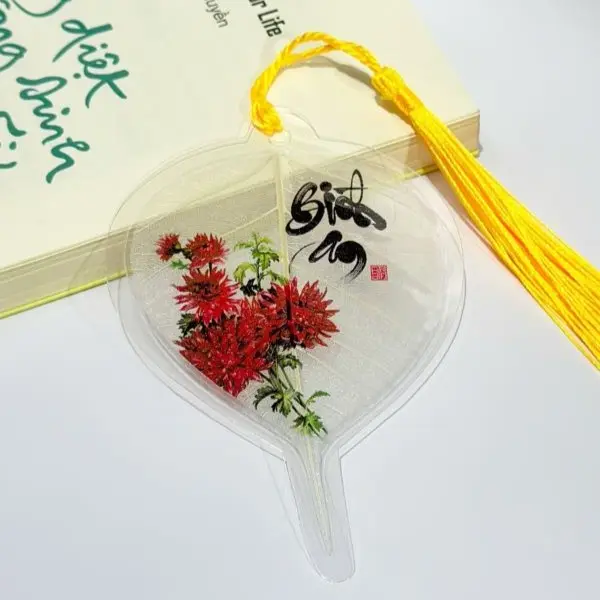 Lá Bồ Đề Thư Pháp Hoa Mẫu Đơn Bình An