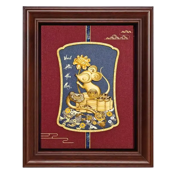 Tranh mạ vàng 24K Kim Tí Vinh Hoa Phú Quý