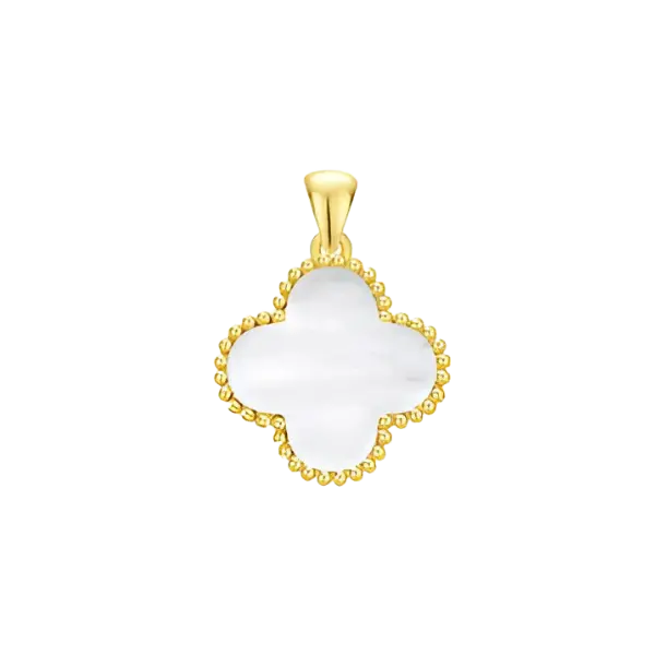 Mặt dây Vàng 18K Golden Leaf 15mm – Màu trắng