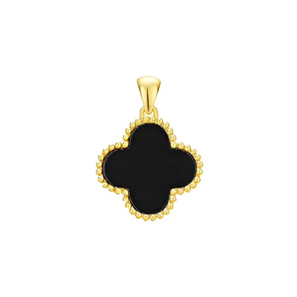 Mặt dây Vàng 18K Golden Leaf 15mm – Màu đen