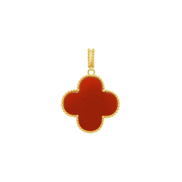 Mặt dây Vàng 18K Golden Leaf 25mm – Màu đỏ