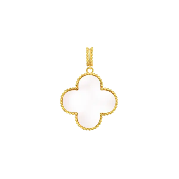 Mặt dây Vàng 18K Golden Leaf 20mm – Màu trắng
