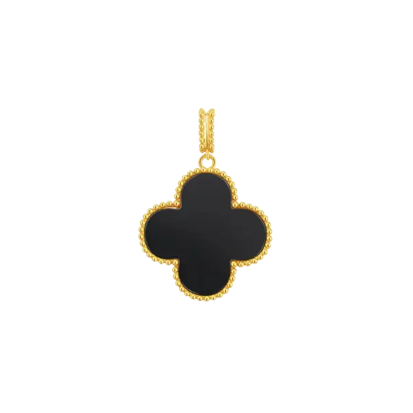 Mặt dây Vàng 18K Golden Leaf 20mm – Màu đen