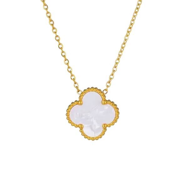 Dây chuyền vàng 18K Golden Leaf 15mm – Màu trắng