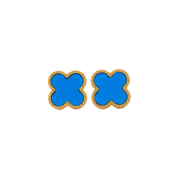 Bông tai vàng 18K Golden Leaf 13mm – Màu Xanh Dương