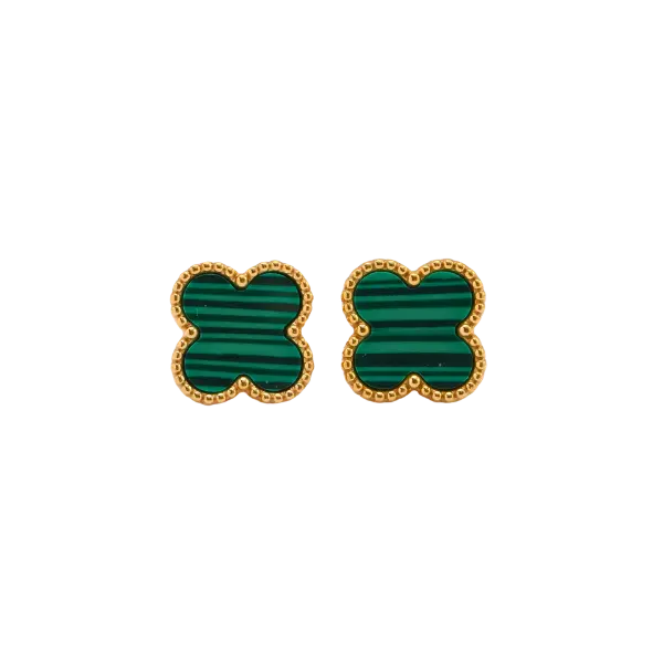 Bông tai vàng 18K Golden Leaf 13mm – Màu Xanh Lá