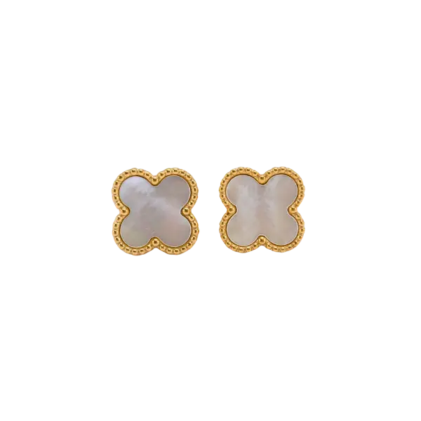 Bông tai vàng 18K Golden Leaf 13mm – Màu Trắng
