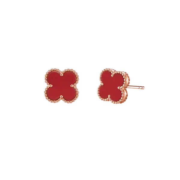 Bông tai vàng 18K Golden Leaf 9mm – Màu Đỏ