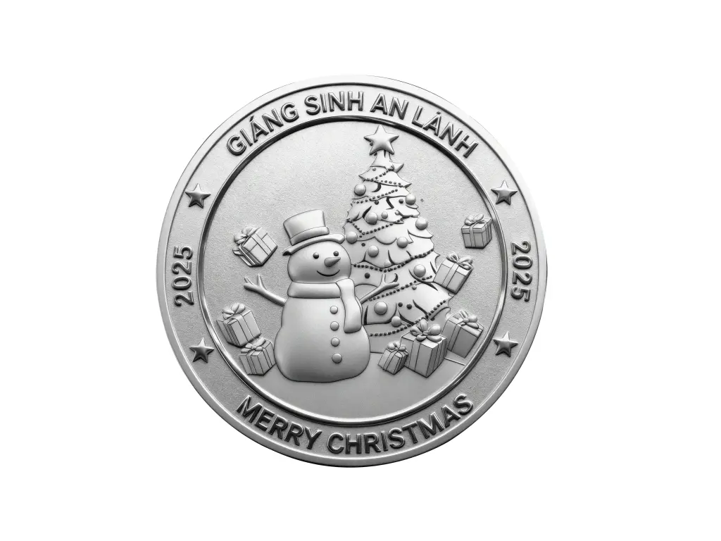 Xu bạc Noel Người Tuyết và Cây Thông 1 Lượng .999 (bản không màu)