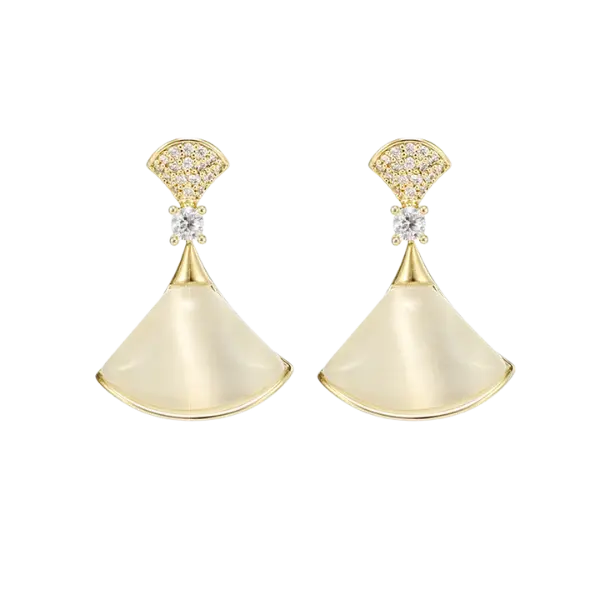 Bông tai vàng 18K Golden L – Rẻ quạt trắng