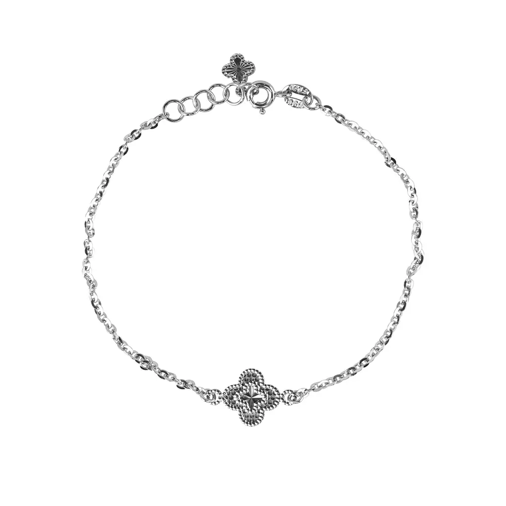 Lắc tay Vàng Trắng Cỏ 4 Lá 18K 