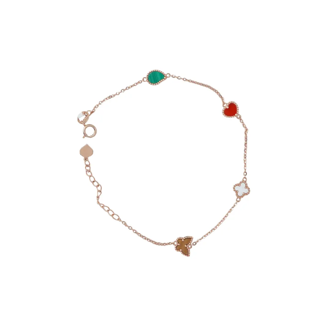 Lắc tay vàng 18k Golden Leaf Lucky 4 charm 6mm