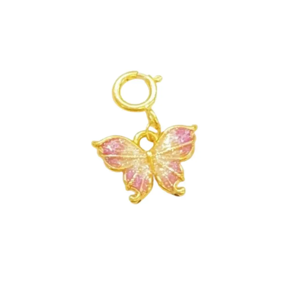 Charm rơi Vàng 18K Hồ điệp sơn màu 5D