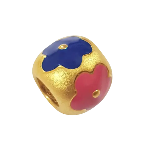 Charm Vàng 24K hột tròn hoa 5 cánh ES12