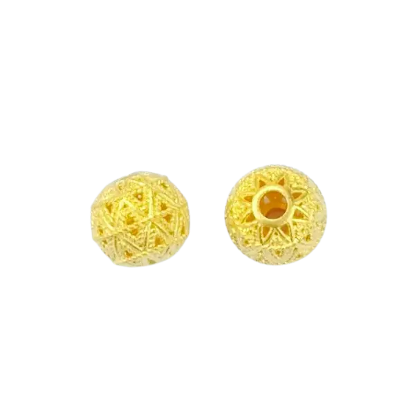 Charm Vàng 24K Hột tròn hoa văn 8mm ES16