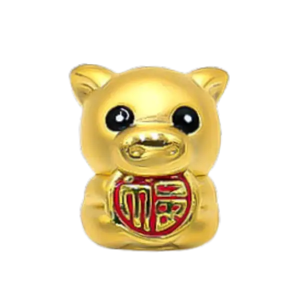 Charm Vàng 24k Kim Hợi Chữ Phúc May Mắn