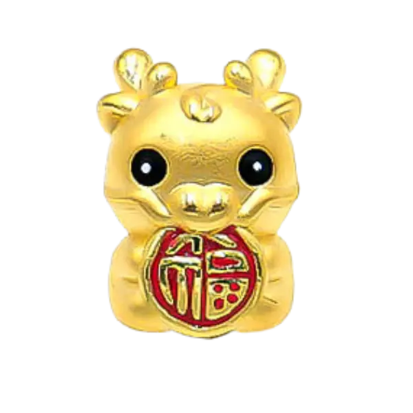 Charm Vàng 24k Kim Thìn Chữ Phúc May Mắn