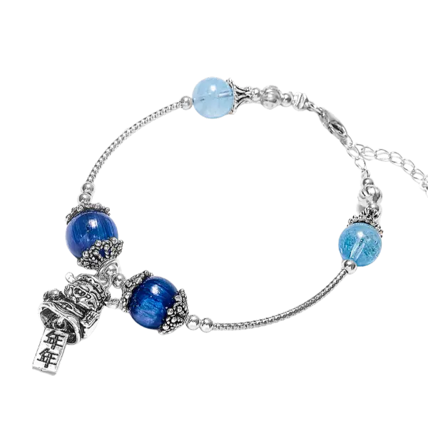 Vòng đá Kyanite phối Aquamarine mix bạc