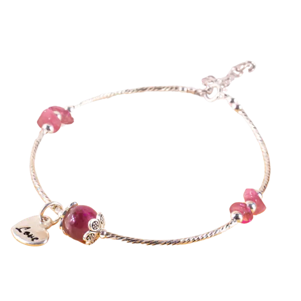 Vòng tay bạc đá Thạch Anh hồng cắt giác phong thủy